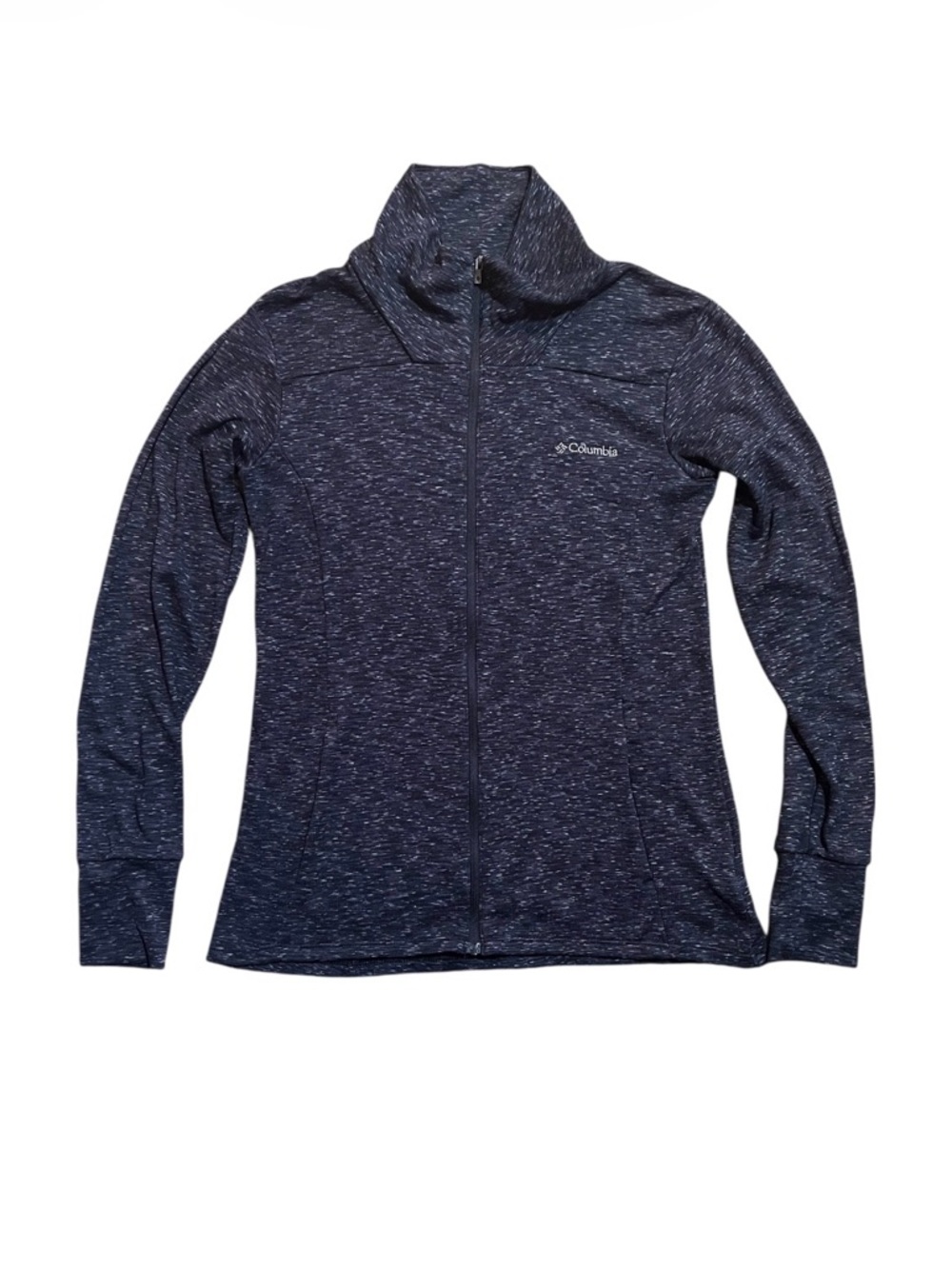 Columbia Black Speckled Full-Zip Performance Jacket Lightweight Stretch Size M